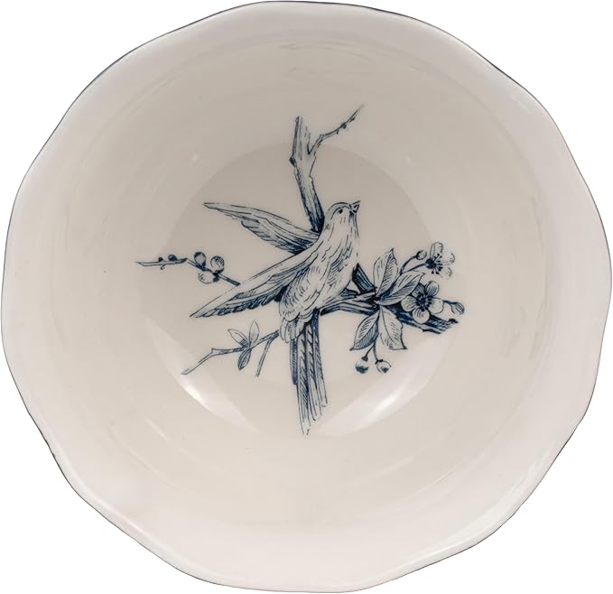 222 Fifth Adelaide 16-Piece Square Floral Dinnerware Set – Service for 4, Blue & White Porcelain Plates & Bowls, for Everyday Dining & Entertainment, Microwave & Dishwasher Safe, Chip Resistant