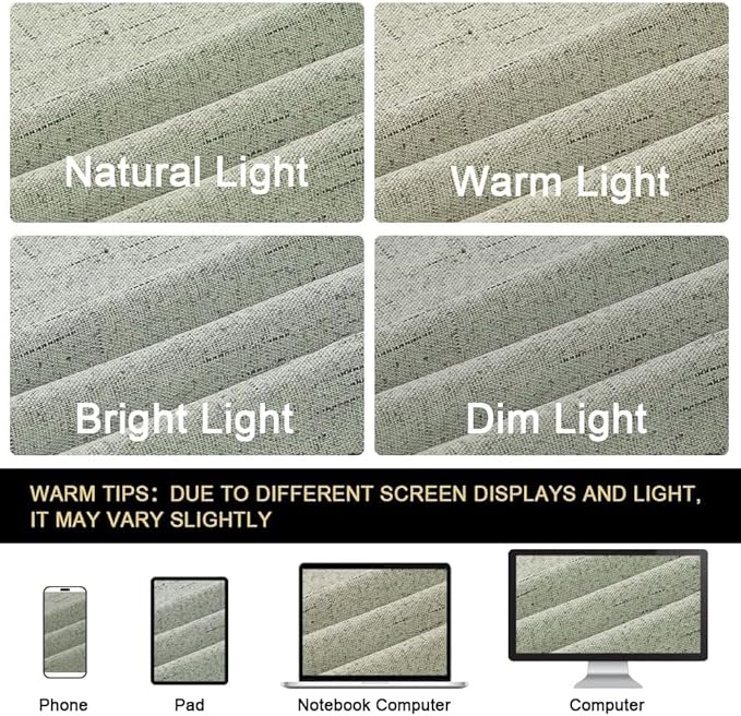 PrinceDeco 100% Blackout Curtains for Bedroom Linen Black Out Curtains for Living Room 102 Inch Long Faux Linen Fabric Grommet Thermal Curtains for Summer Heat with White Liner,52X102 Inch,Sage