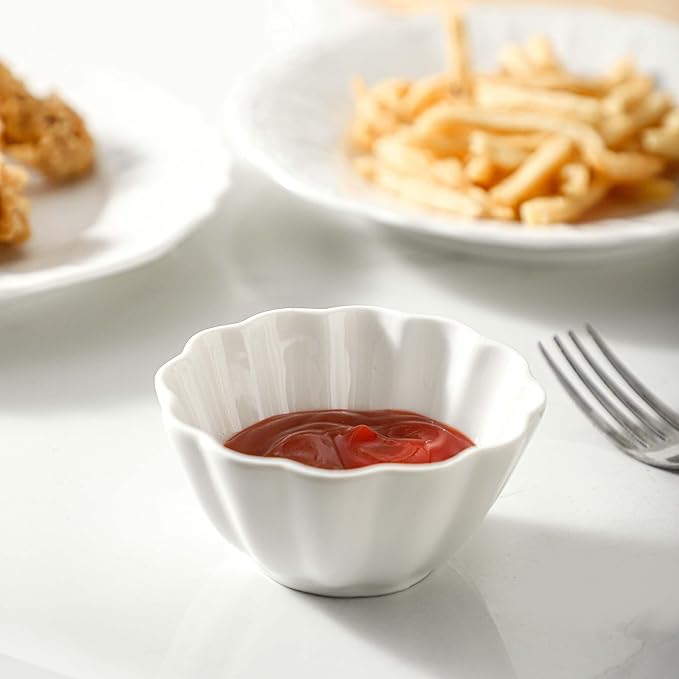 UIBFCWN 20 Pack 4oz Soy Sauce Dishes, Ceramic Dipping Sauce Bowls/Cups, 3.6inch Small Dip Bowls for Ketchup, Soy Sauce, Sushi, Condiments, Side Dishes, Microwave & Dishwasher Safe