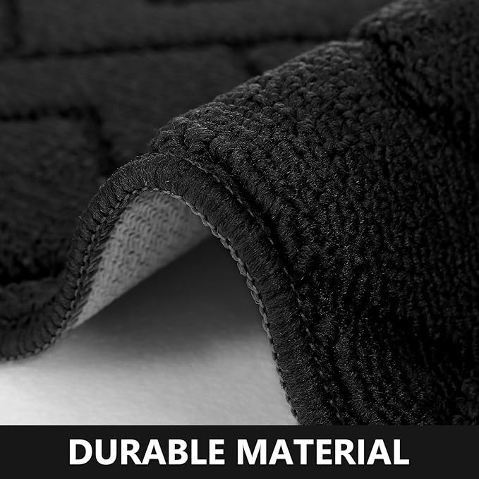 hicorfe Kitchen Rugs and Mats Sets,2 Pieces Super Absorbent Polypropylene Non-Slip Rug,Soft Comfort Floor Mat,Washable for Kitchen,Hallway,Office,Sink,Laundry(20" x 32"+20" x 48",Black)