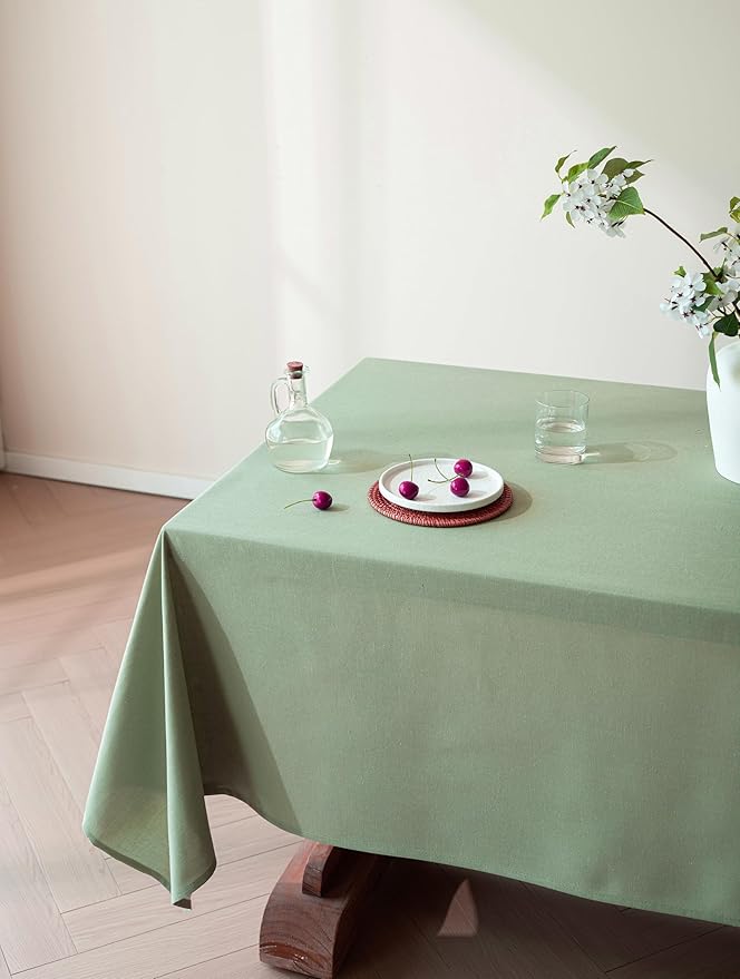 Sage Green Linen Table Cloths for 8 Foot Rectangle Tables Farmhouse Neutral Tablecloth Rectangular Kitchen Decoration Dining Table Cover Washable 60x120
