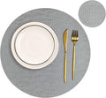 Round Leather Placemats for Round Tables Set of 6, Gray Table Place Mats and Coasters, Washable Easy to Care for Indoor Decor 13" Diameter