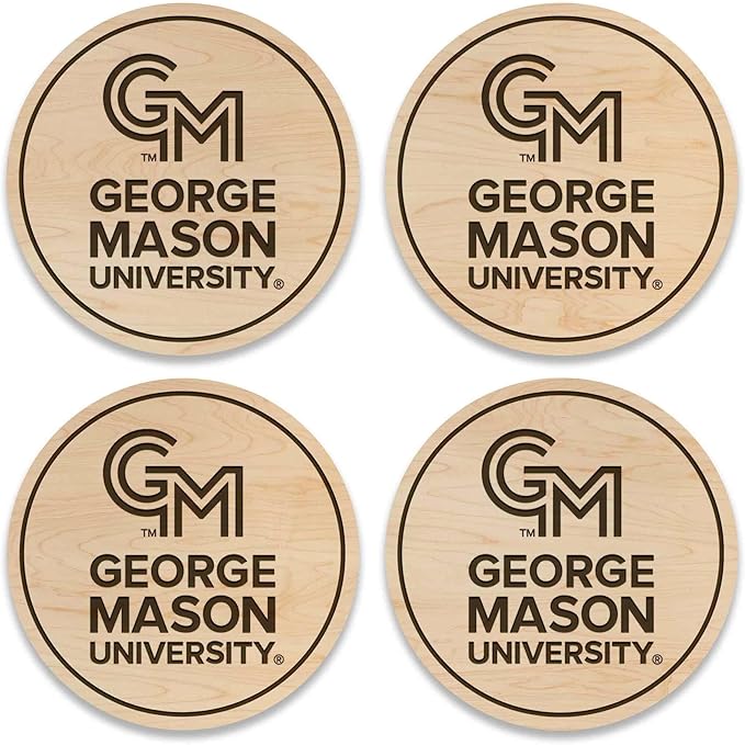 LazerEdge George Mason Patriots Wooden Coaster Set - Maple Wood - Officially Licensed Product - 4-Pack