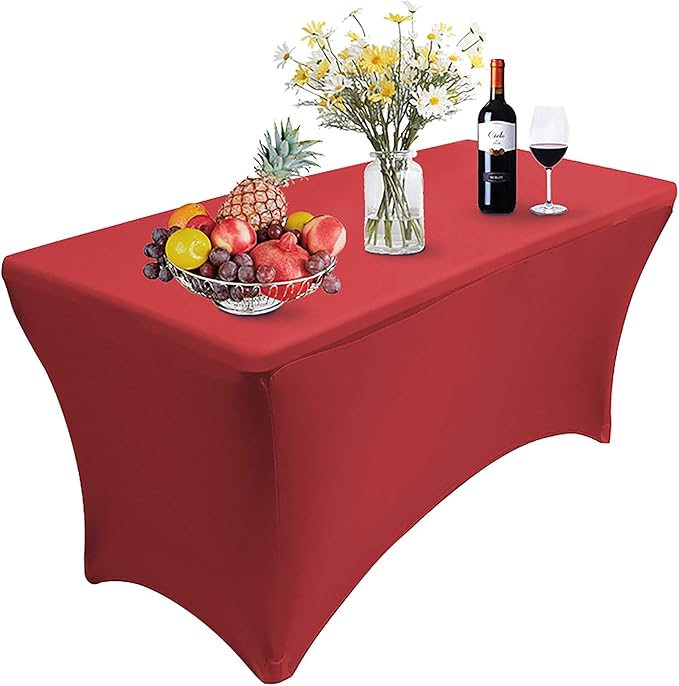RELIANCER 1 Pack Stretch Spandex Table Covers for Rectangular Tables,8FT Elastic Fitted Tablecloth,Universal Rectangular Table Cloth Protector for Outdoor Party,Wedding,Bar,Birthday,Banquet,Events