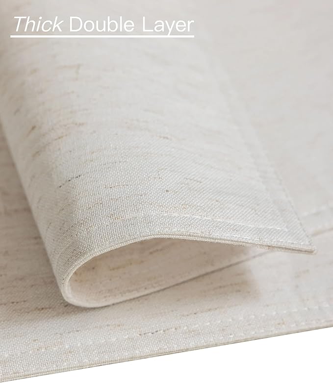 Natural Linen Blend Dinner Table Placemats Set of 4 Rectangle Cream Cloth Place Mats Heat Resistant Washable Durable Daily Use Table Protective 12x18 Inch