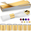 Christmas Napkin Rings Set of 100, 2 Colors in 1, Reusable Adjustable Napkin Bands for Holiday Parties, Wedding, Thanksgiving Table Decor, Waterproof Tear-Proof (Brushed Gold) Great Gift Idea
