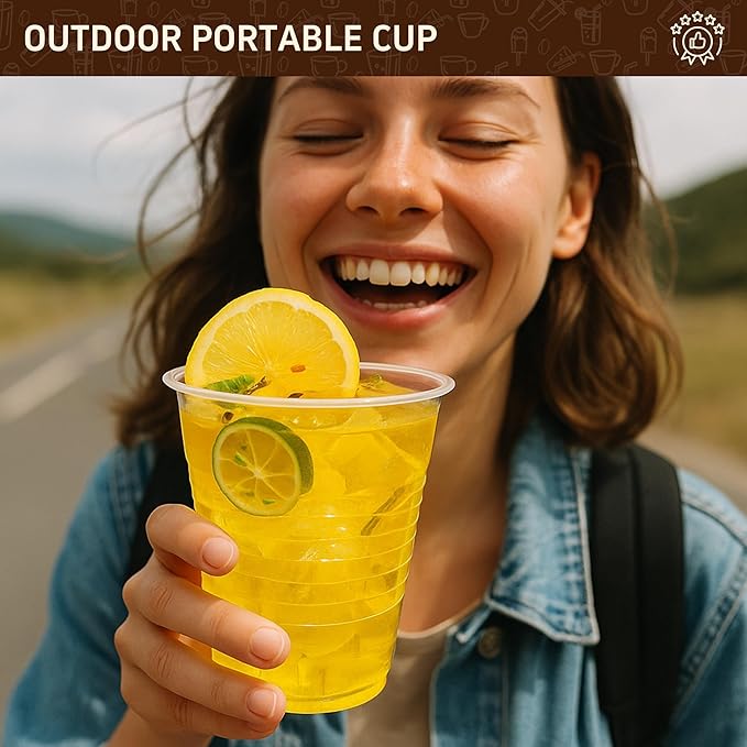 YEEHAW 12 oz Plastic Cups, 300 Pack - Clear Disposable Drinking Cups for Cold Beverages, Transparent Party Cups, BPA-Free