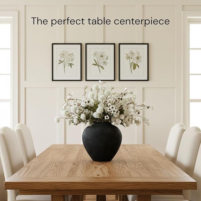 20pcs White Artificial Flowers Bulk For Vase That Look Real, White Flower Centerpiece For Table, Silk Floral Home Decor Indoor, Faux Kiku + Eucalyptus Stems + Wildflowers, Flores Blancas Artificiales