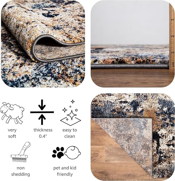 Keen Home Design Area Rugs - 10x14 Non-Shedding, Abstract Rugs for Kitchen, Living Room, Bedroom, Dining Room, Entryway - Size: 9'10" x 14', Multi