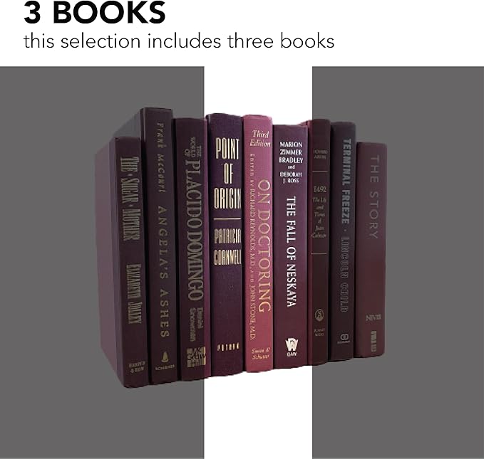 Real Books by Color® (Set of 3, Maroon) Decorative Bookshelf Home Decor Shelf Styling Photo Prop