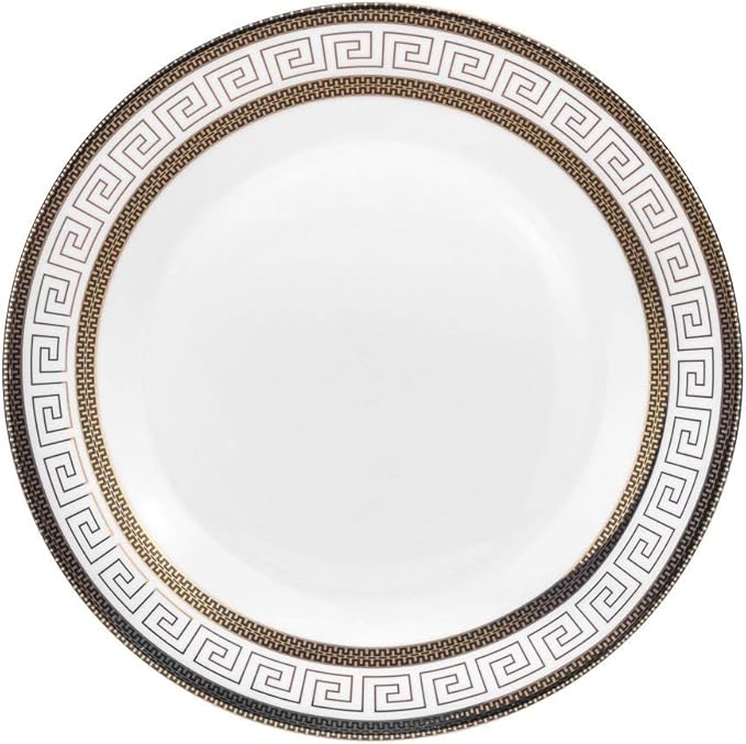 Euro Porcelain 57-pc Banquet Dinnerware Set, Luxury Tableware Dining Service for 8 (Greek Key Dark)