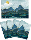 Mountain Peaks Nature Landscape Placemats Set of 4 Linen 12"x18" Washable Heat-Resistant Modern Decorative Kitchen Table Mats for Dining Outdoor Home Decor