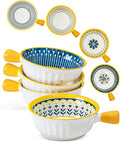 Yeacccng Soup Bowls with Handles, 23 Oz French Onion Soup Bowls Set of 4, Ceramic Soup Bowl for Kitchen, Oven/Microwave Bowls, 6 Inch Ceramic Soup Crocks, Cute Bowls, Scratch-Resistant, Lead-Free