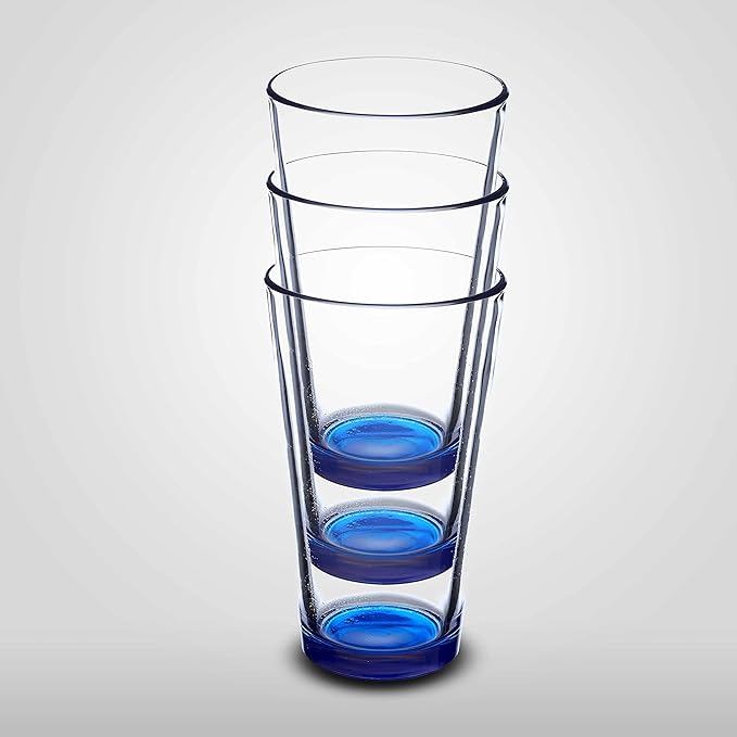 DISCOUNT PROMOS Beer Pint Glasses 16 oz. Set of 10, Bulk Pack - Heavy Duty Glassware for Restaurant, Thick Base and Walls, Stackable - Blue
