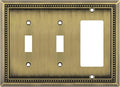 Henne Bery Sunken Pearls Heavy Duty Decorative Wall Plate Switch Plate Outlet Cover (Double Toggle/Single Decorator, Antique Brass)