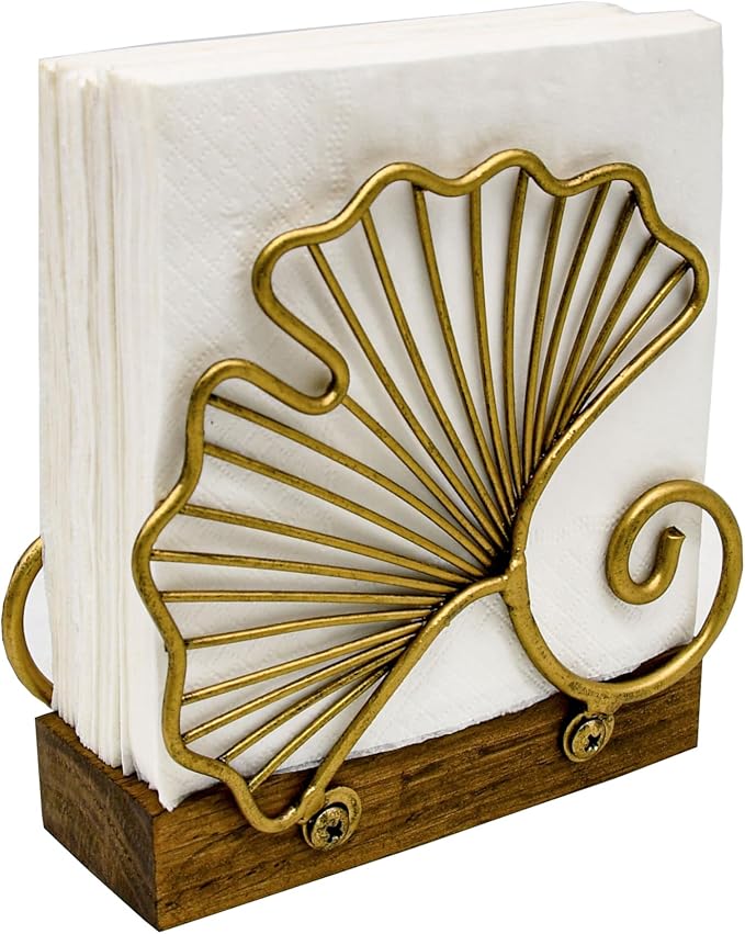 Leaves Vertical Napkin Holder, Contemporary Disposable Paper Hand Tower Storage Tray Caddy, Metal Paper Storage for Kitchen, Stylish Towel Dispenser, Mail Letter Sorter Rack, Document File Organizer