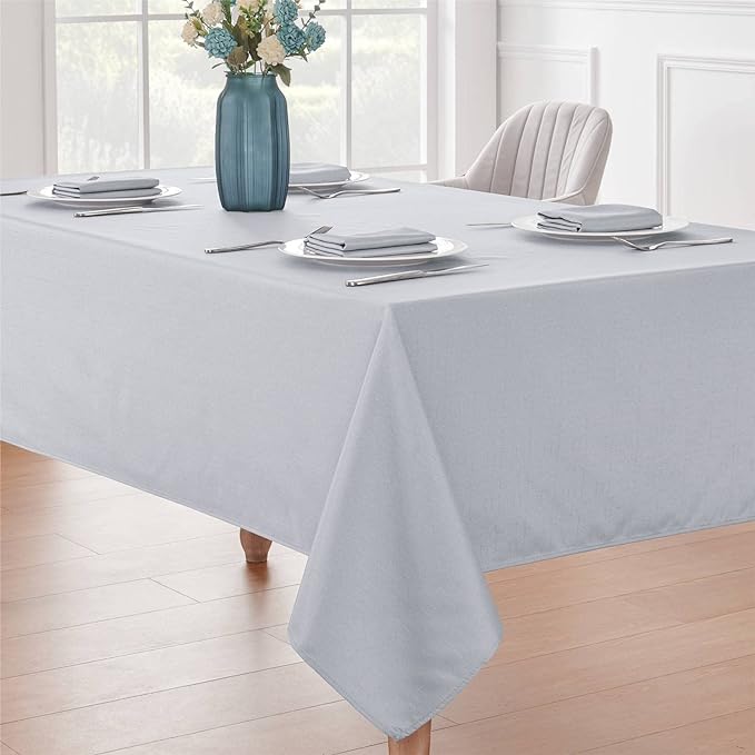 Textured Rectangle Tablecloth 60x144 inch Table Cloth Water Resistant Wrinkle Free Spill-Proof, Decorative Fabric Table Cover Washable for Banquet Parties Event Holiday Dinner, Light Grey