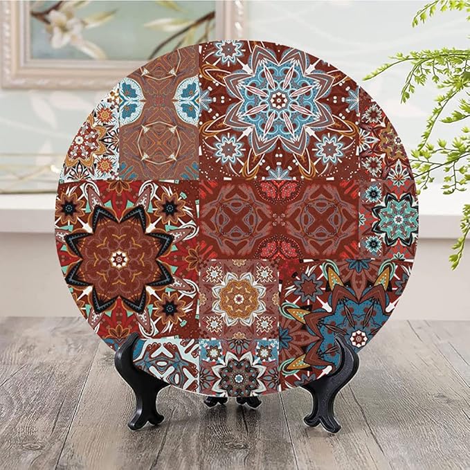 Ceramic Plates, Victorian Decorative Ceramic Plates, Classic Victorian Floral Authentic Motives and Ethnic, 10 Inch, for Dining, Parties, Wedding, Multicolor