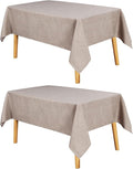 JIUZHEN 2 Pack Rectangle Table Cloth Faux Linen Farmhouse Tablecloth Wrinkle and Stain Resistant Decorative Fabric Table Cover for Kitchen, Dining Room, Parties and Camping, Stone, 60 x 84 Inch