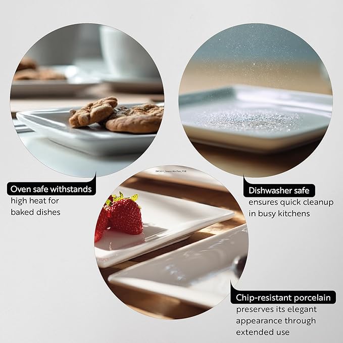 Restaurantware Porcelain Plates 10 Pack 3 x 3 x Inch Chip-Resistant Miniature Serving Plates Oven, Microwave, Freezer, Dishwasher-Safe White Modern Dining Dishes for Elegant Appetizer Presentation