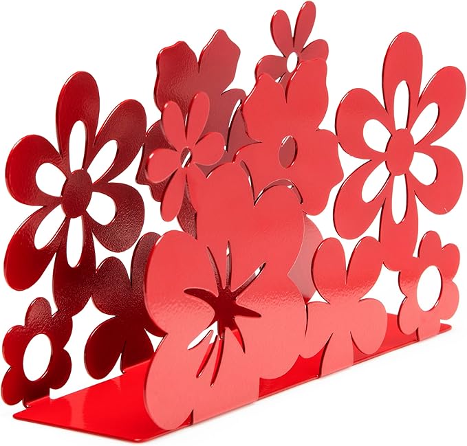 Mango Steam Tabletop Napkin/Tissue & Letter Holder For Home, Kitchen, Restaurants (Flower, Red)