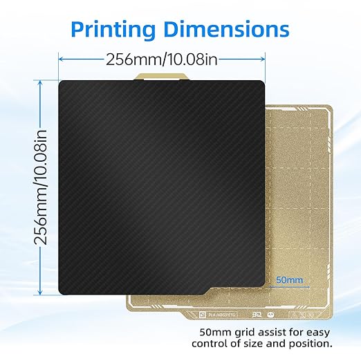 BIQU Designer Series Smooth PET+Textured PEI Build Plate for Bambu-Lab P1P P1S P2S X1C X1E A1 257x257mm, Double Sided PEI Spring Steel Build Plate Flexible Sheet Print Bed Removable Surface Platform