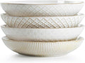 getstar Pasta Bowls, Large Salad Serving Bowls (9.2 inch/42 oz), Ceramic Bowl Plates Set of 4, Farmhouse Embossments, Microwave and Dishwasher Safe