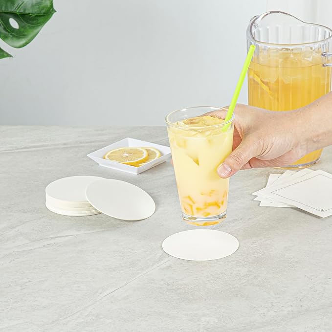 Restaurantware Paper Coasters 1000 Pack of 3.5 Inch Disposable Beverage Coasters Absorbent for Hot and Cold Drinks White Coffee Cup Essentials for Table Decor, Kitchen, Home Patio or Living Room