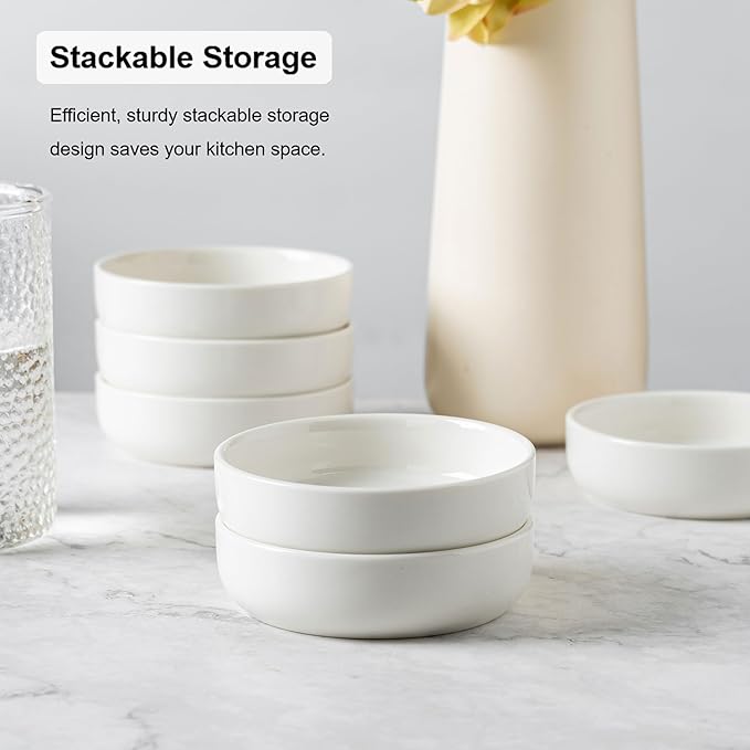 Dipping Bowls Set of 4, 2462°F High-Fired Ceramic Small Bowls for Dips, Olive Oil & Sauce, Elevates Table Setting, Idea for BBQ,Afternoon Tea,Entertaining,Housewarming & Holiday Gifts, White