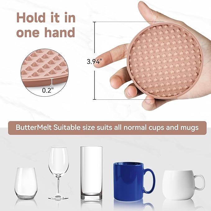 Coasters for Drinks, Silicone Coasters Set of 6 with Metal Holder, Outdoor Coaster for Coffee Table, Non-Slip Rubber Table Cup Mat Desk, Heat Resistant & Scratch-Proof (Dusty Pink)