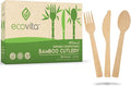 100% Bamboo Forks Spoons Knives Cutlery Combo Set - 380 Large Compostable Disposable Utensils (7 in.) Eco Friendly Durable and Tree Free Alternative to Wooden Silverware with Convenient Tray