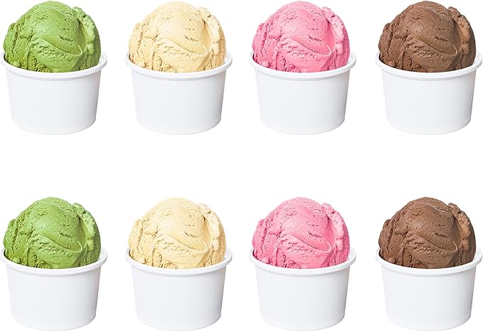 Axe Sickle 100 Pcs Paper Ice Cream Cups Disposable Dessert Bowls 9 Ounce for Hot or Cold Food, Sundae, Frozen Yogurt, Soup, White