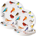 48 Pcs Playful Birds Paper Plates Set Include 9 Inch and 7 Inch Colorful Little Birds Texture Disposable Plates Spring Summer Decorative Party Tableware for Home Table Party Supplies