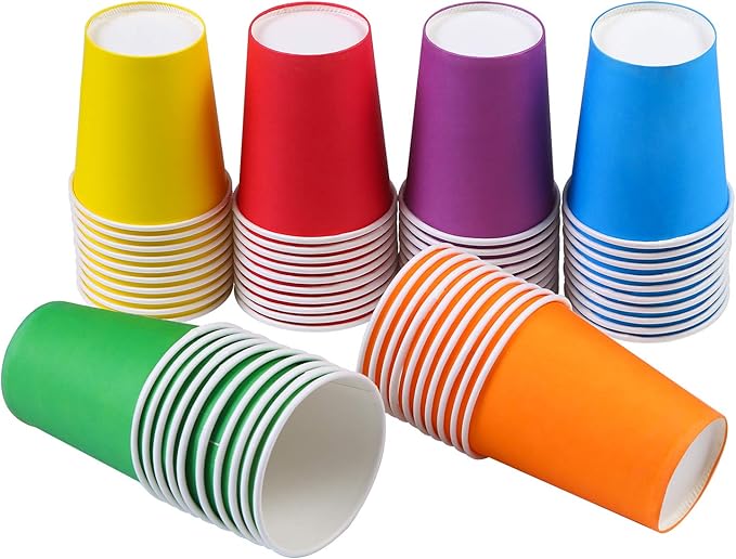 URATOT 60 Pieces 9 Ounce Disposable Paper Cups Party Cups Drinking Cups for Party, DIY and Holiday, 6 Colors