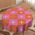 Mid Century Modern Round Tablecloth, Vintage Abstract Colorful Geometrics Modern Print Tablecloth for Home Party Dining Room Kitchen Decor 70Inch(178cm)