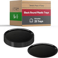 Smarty Had A Party 16 Inch Black Round Plastic Serving Tray – Heavy-Duty Plastic Serving Trays for Catering, Parties & Buffets, Elegant Disposable Black Serving Platters – 25-Pack