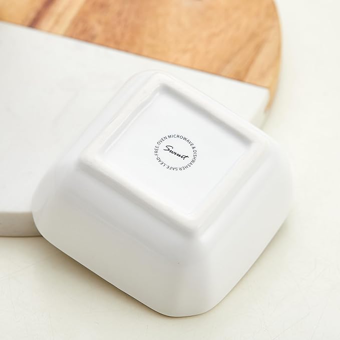 Ceramic Dipping Bowls Set of 6,3 Ounce Porcelain Small Mini Dip Bowl Square Soy Sauce Dish - Good for Tomato Sauce, Sushi Soy, BBQ,Charcuterie Board(White)