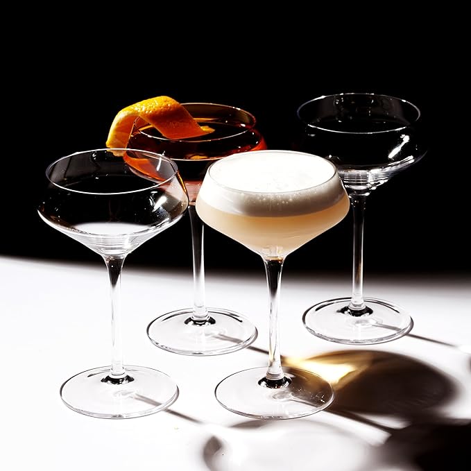 LEMONSODA Hand Blown/Nick And Nora Classic Martini Glasses Manhattan, Cosmopolitan, Espresso Martini, Lemon Drop, Dirty Martini - Inspired by 1930's - 50's Cocktail Culture - 6oz/10oz (Set of 6, 6oz)