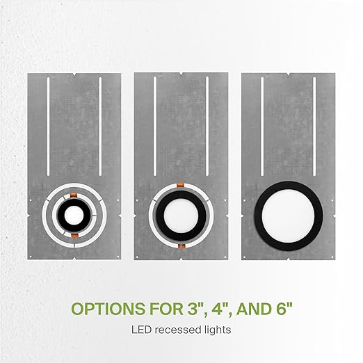 ASD 18 Inch New Construction Mounting Plate with Asymmetric Round Hole - 3/4/6 Inch Flat Steel Rough in Wafer Light Bracket, Shallow LED Recessed Lighting Housing, 6 Pack