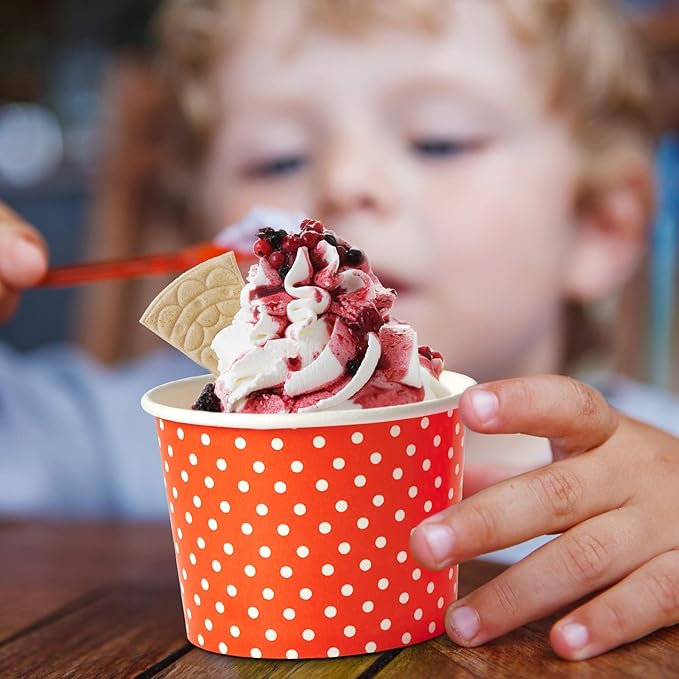 LITOPAK 120 Pack 12 oz Ice Cream Cups, Disposable Dessert Cups for Cold or Hot Food, Coloured Paper Dessert Bowls for Soups, Sundaes, and Ice Cream