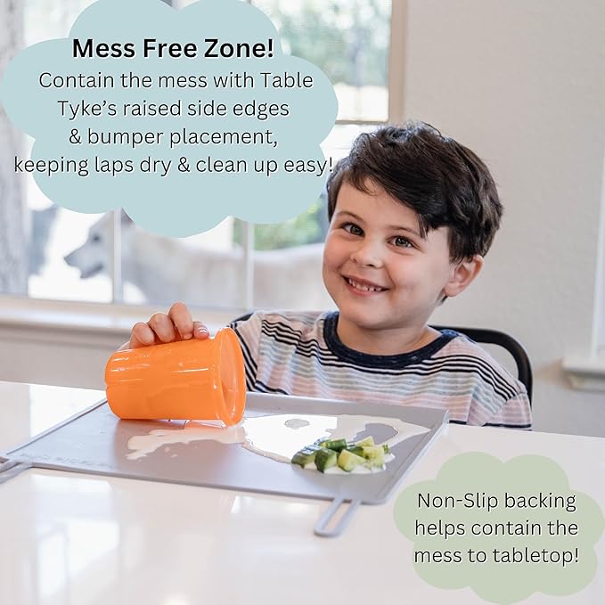 The Table Tyke Silicone Placemats for Toddlers with Patented Edge Bumper | Kids Placemats Non Slip Travel Ready | Baby Placemat BPA Free for Restaurant Dining Table | Ballet Pink
