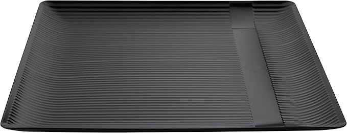 Exquisite Disposable-Black-Plastic-Plates-Square Linear (40 Pack) Wedding Dinner Fancy Tableware Dishes (10.25 Inch., Black) Single Size Set
