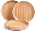 Bamboo Plates 7.5Inch Round Bamboo Plates Reusable Dinner Plates Tableware Set of 3 Wooden Plate Lightweight Dishes Snack, Dessert, Unbreakable Classic Plate