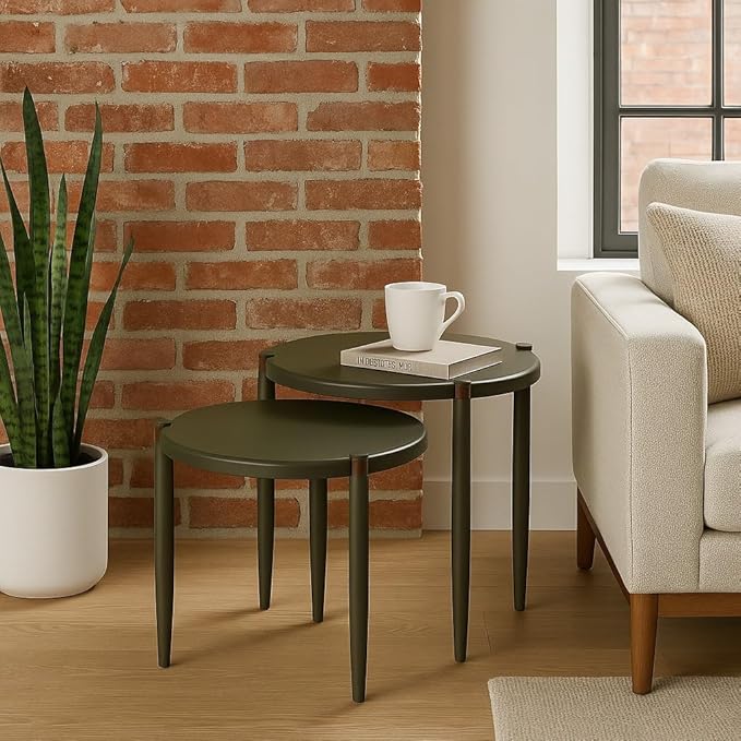 Leick Home Redonda Bay Side Tables 2 Pack, Urbane Bronze, Small Table 21.6 in H x 19.7 in W, Large Table 23.6 in H x 21.6 in W, 228361-BRZ
