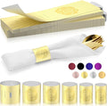 Christmas Napkin Rings Set of 50, 2 Colors in 1, Reusable Adjustable Napkin Bands for Holiday Parties, Wedding, Thanksgiving Table Decor, Waterproof Tear-Proof (Gold) Great Gift Idea