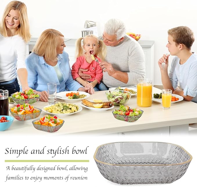 Clear Plastic Bowls, 24 Pack 22 Oz Plastic Serving Bowl Salad Serving Bowl Fruit Salad Bowl For Party Wedding Birthday Snack Fruit (Grey)