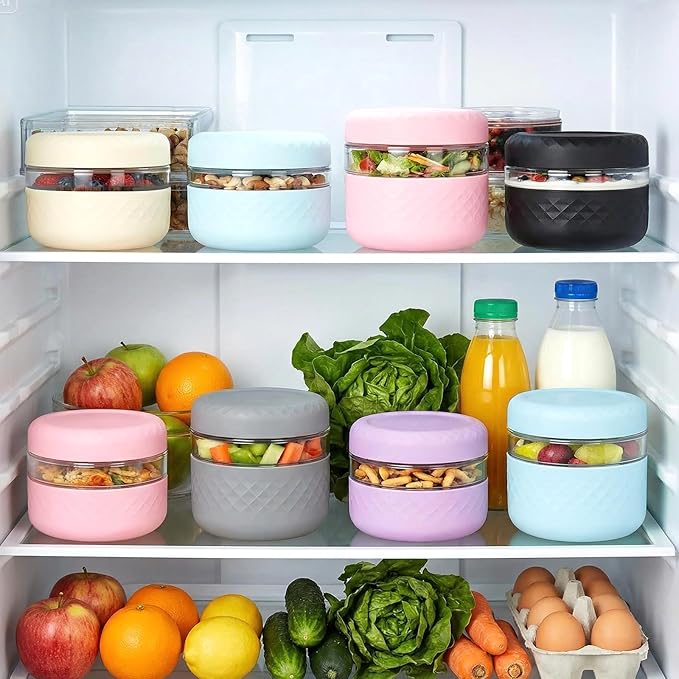 16 oz Glass Lunch Bowl Container with Lid | Leak & Spill Proof, BPA-Free, Microwave & Dishwasher Safe, Airtight Meal Prep & Food Storage Jar for Lunch, Salad, Soup, Overnight Oats, Stew, Yogurt