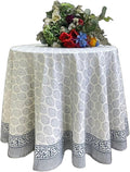ATOSII Amalfi Blue 100% Cotton Summer Round Tablecloth, Block Print Table Cloth for Dining, Weddings, Outdoors, Parties I Grand Millenial Farmhouse Coastal Boho Home Decor 60" Inches