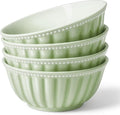 HOMBENE Ceramic Soup Serving Bowls for Kitchen, 6.4 Inch, Set of 4, Cereal Bowl Porcelain, Oven & Microwave Safe, Green