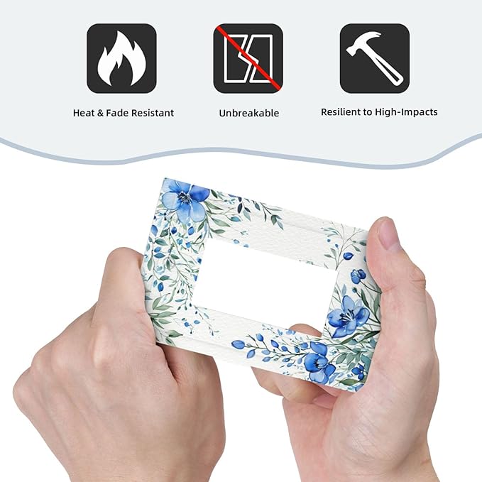 Outlet Covers Blue Watercolor Flowers Retro Floral Leaves 1 Gang Wall Plate Single Rocker Light Switch Cover Decorative GFCI Receptacle Electrical Switchplate for Bathroom Bedroom Decor（2 Pack）